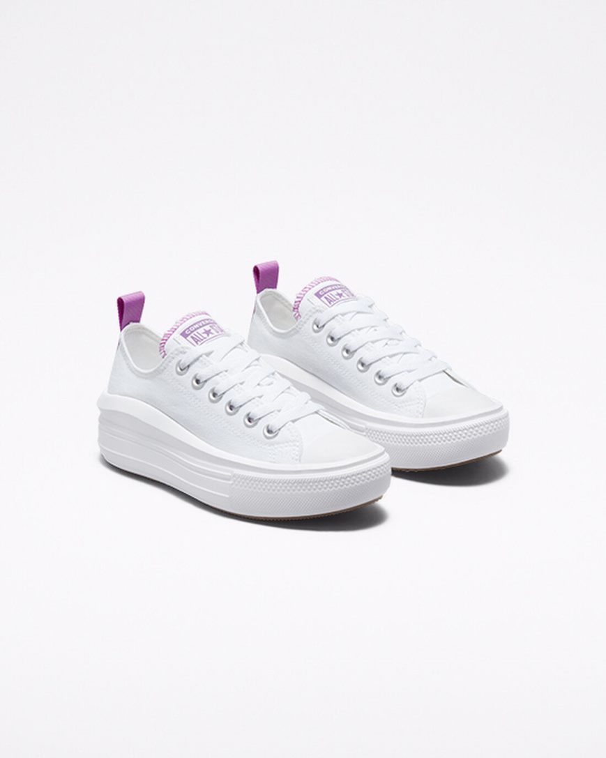 Topanky Na Platforme Converse Chuck Taylor All Star Move Nizke Dievcenske Biele Nachový Biele | SK HLCUA4